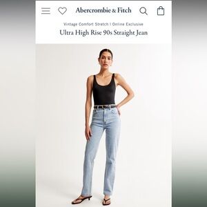Abercrombie White Ultra High Rise 90s Straight Jean